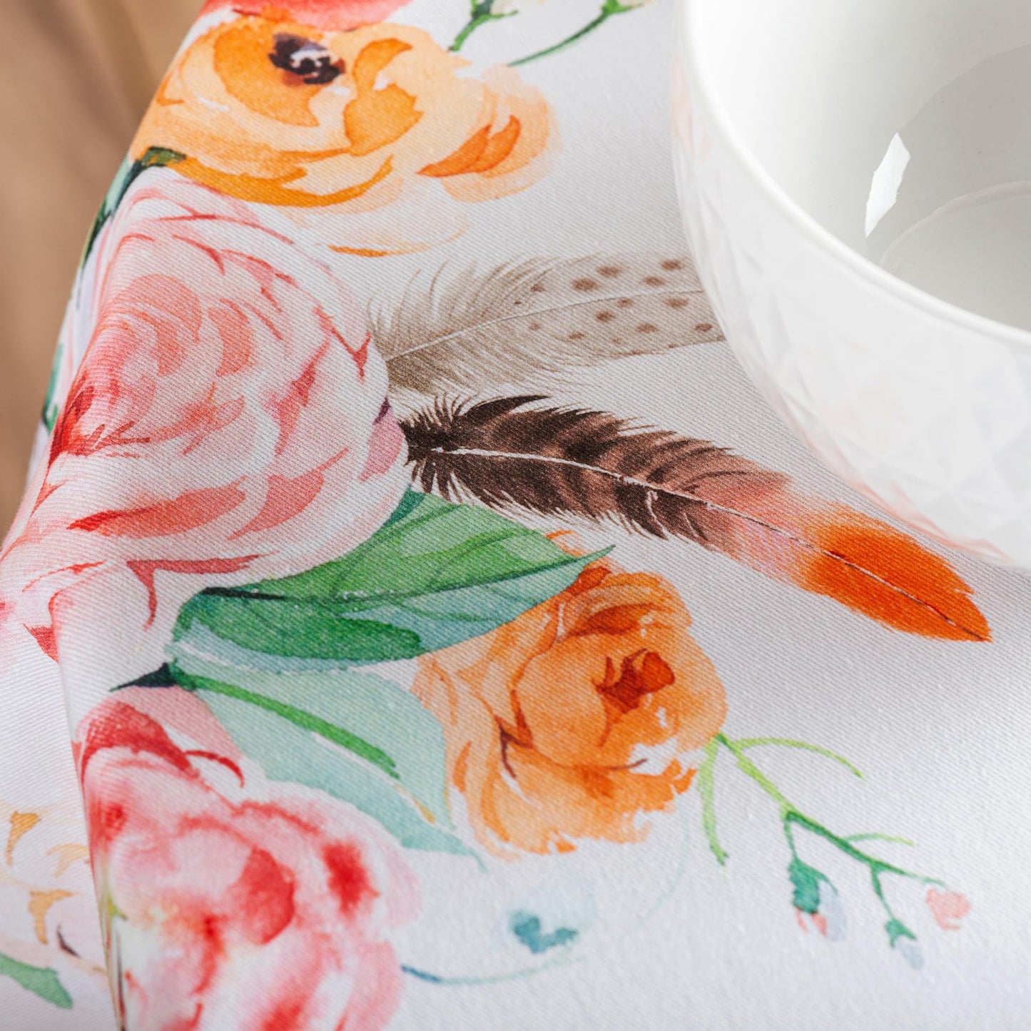 Maison d' Hermine Table Cloth Round Table 100% Cotton 63 Round Inches Tablecloth Reusable Decorative for Dining Kitchen Room Farmhouse Home Gifts for Mothers Day Spring Summer - Ibiza - Beige