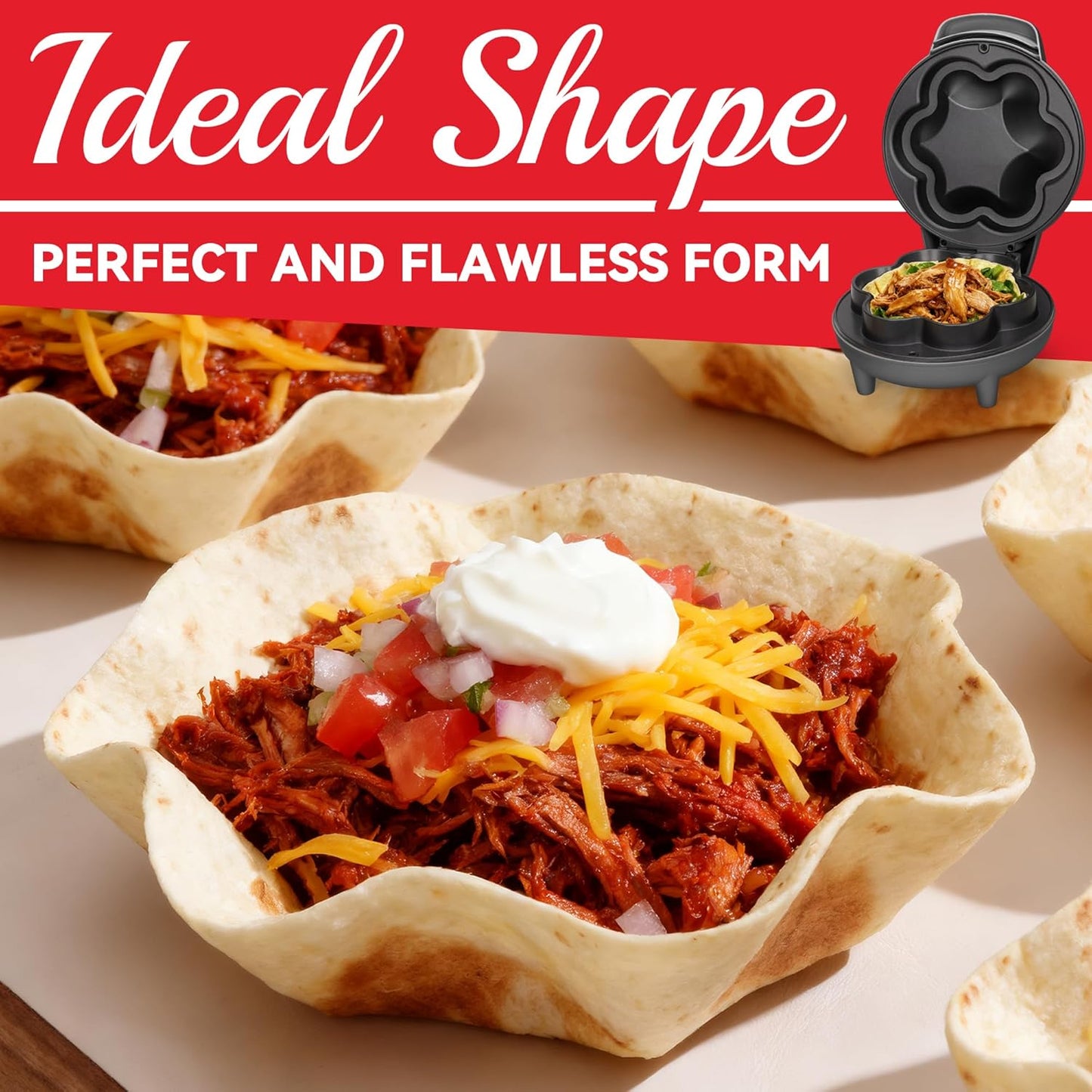 SurgarWhisk Tortilla Bowl Maker - Taco Shell Mold for Perfect Baked Taco Bowls | 7-Inch Graphite