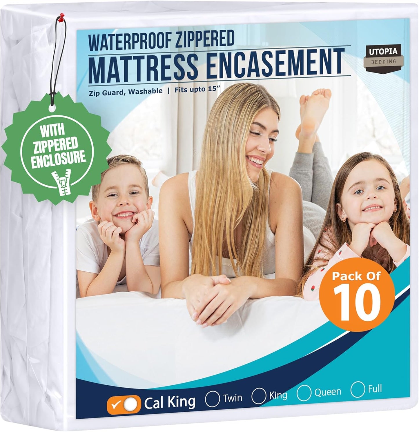 Utopia Bedding California King Mattress Protector - 100% Waterproof & Bed Bug Proof Encasement | Pack of 10