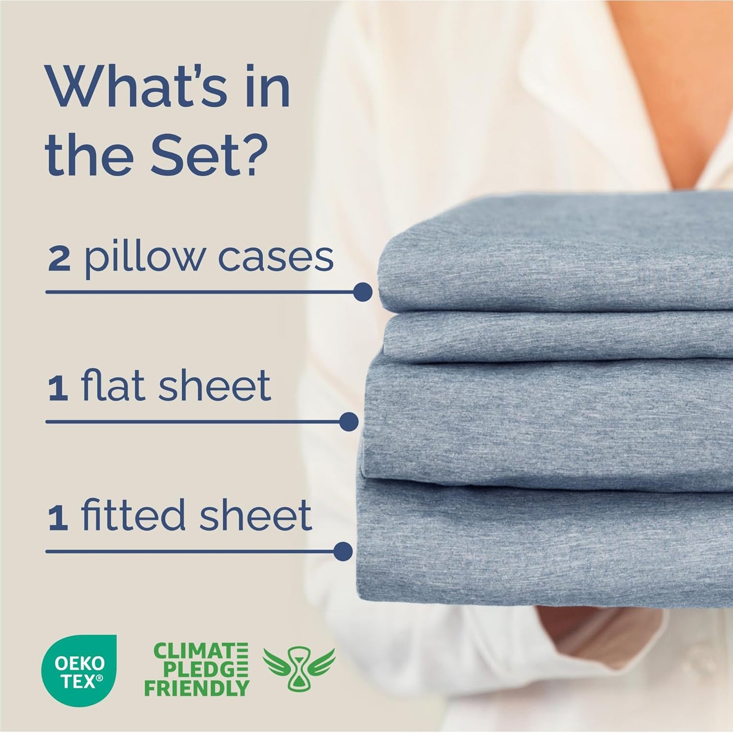 Skiennix Full Size 4-Piece Sheet Set - Comfy, Breathable & Cooling Luxury Bedding - Deep Pockets, Soft & Wrinkle-Free - Blue Heathered Design