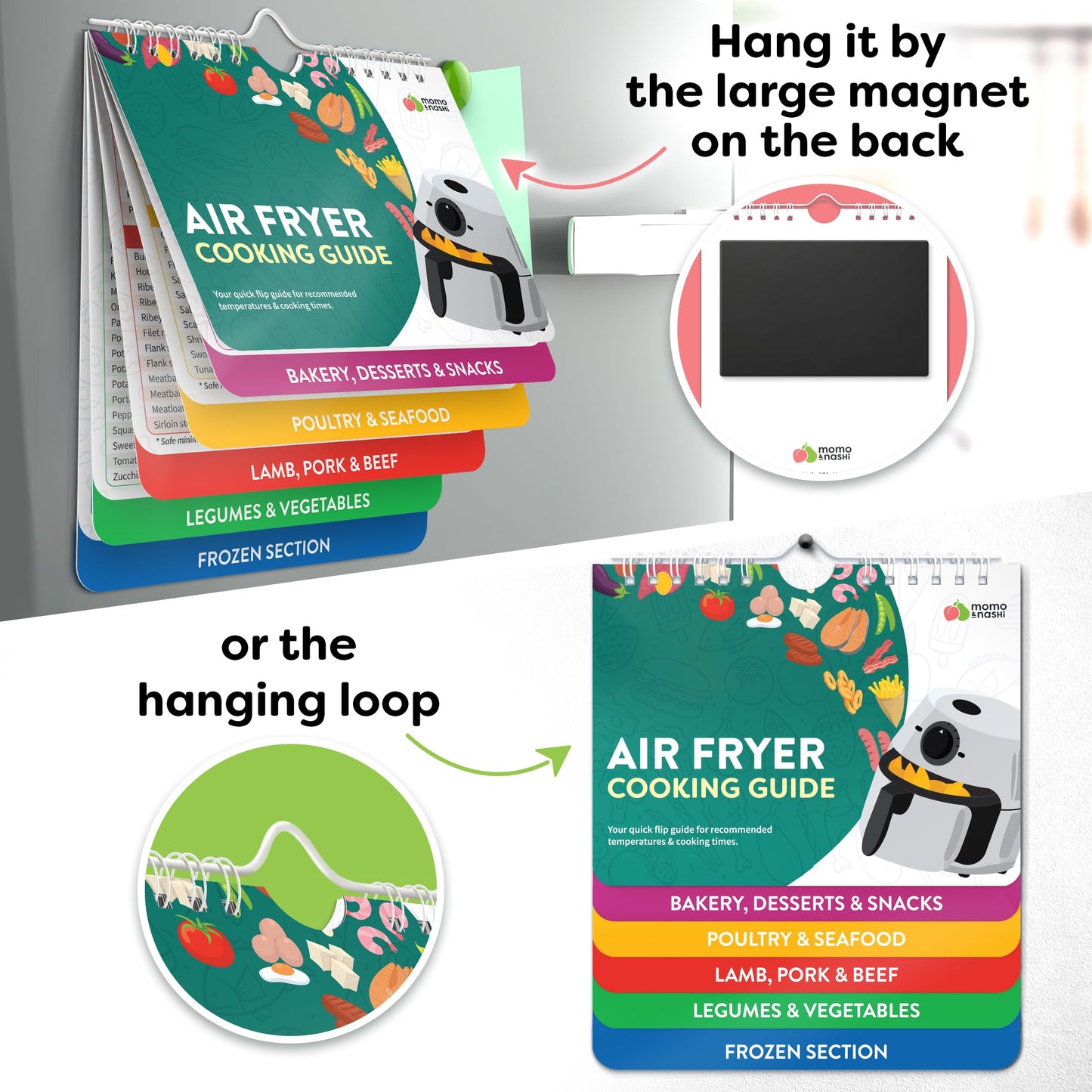 Air Fryer Cheat Sheet Magnets Cooking Guide Booklet - Air Fryer Cookbooks, Air Fryer Liners - Air Fryers Kitchen Gifts Gadgets 2026 - Air Fryer Accessories, Kitchen Gadgets Gifts for Mom Wife Grandma