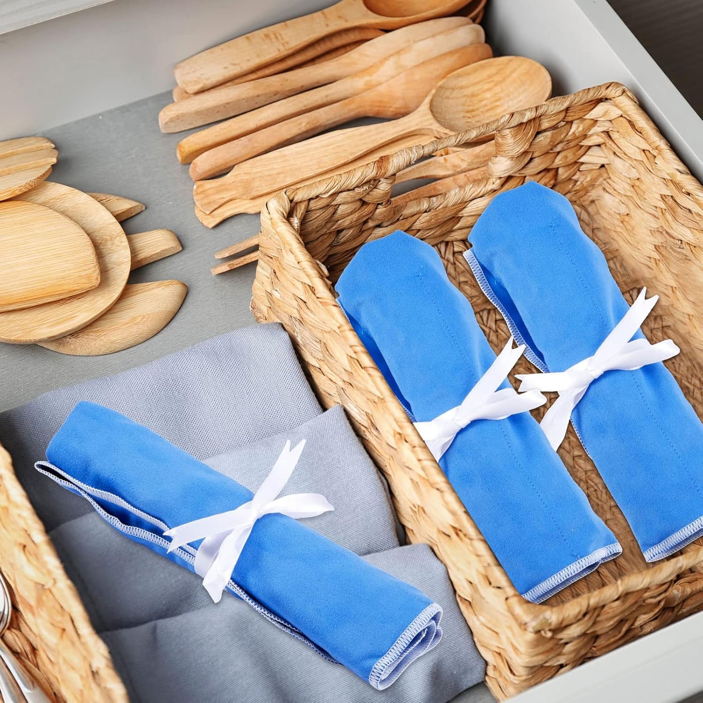 Weewooday Silver Storage Bags - Anti-Tarnish Protector for Silverware | 8-Piece Blue Organizer Set