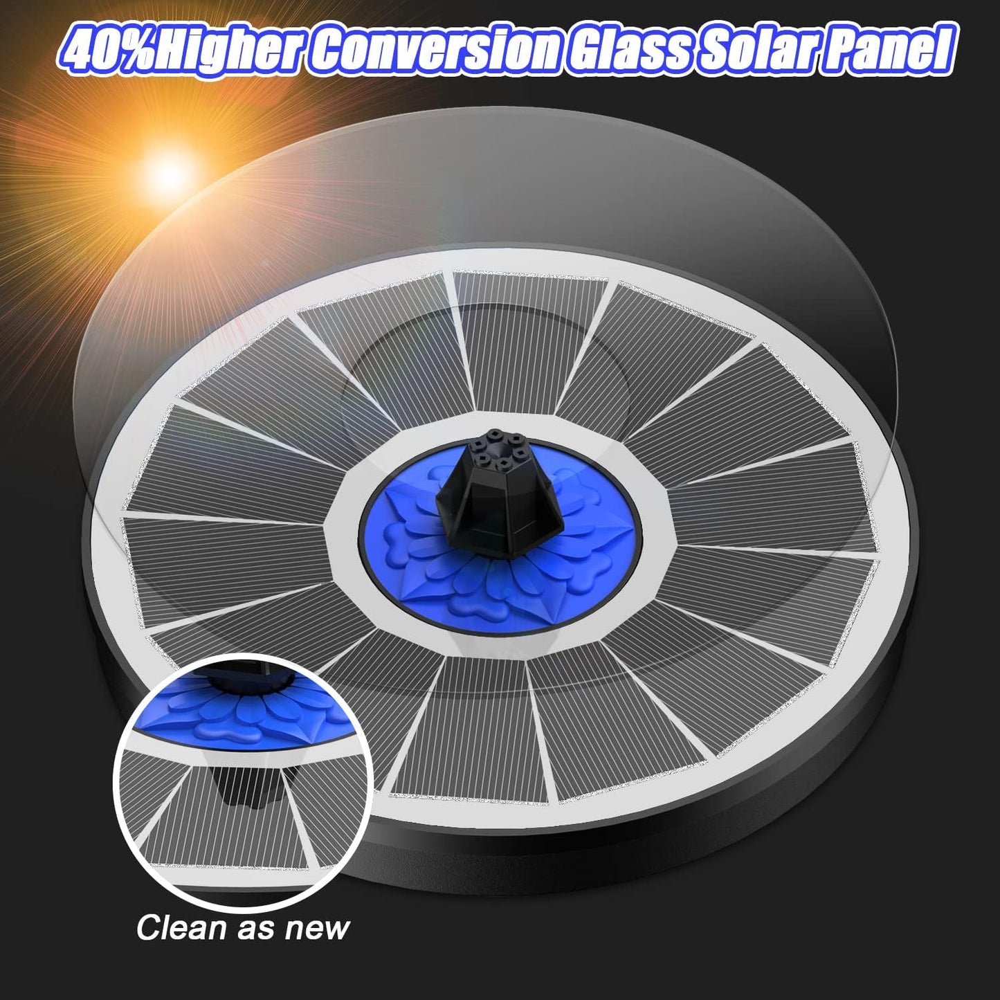SZMP Solar Fountain - 3.5W Solar Powered Bird Bath Water Feature with 7 Nozzles & 4 Fixed Pipes for Garden, Pool, Pond, Fish Tank