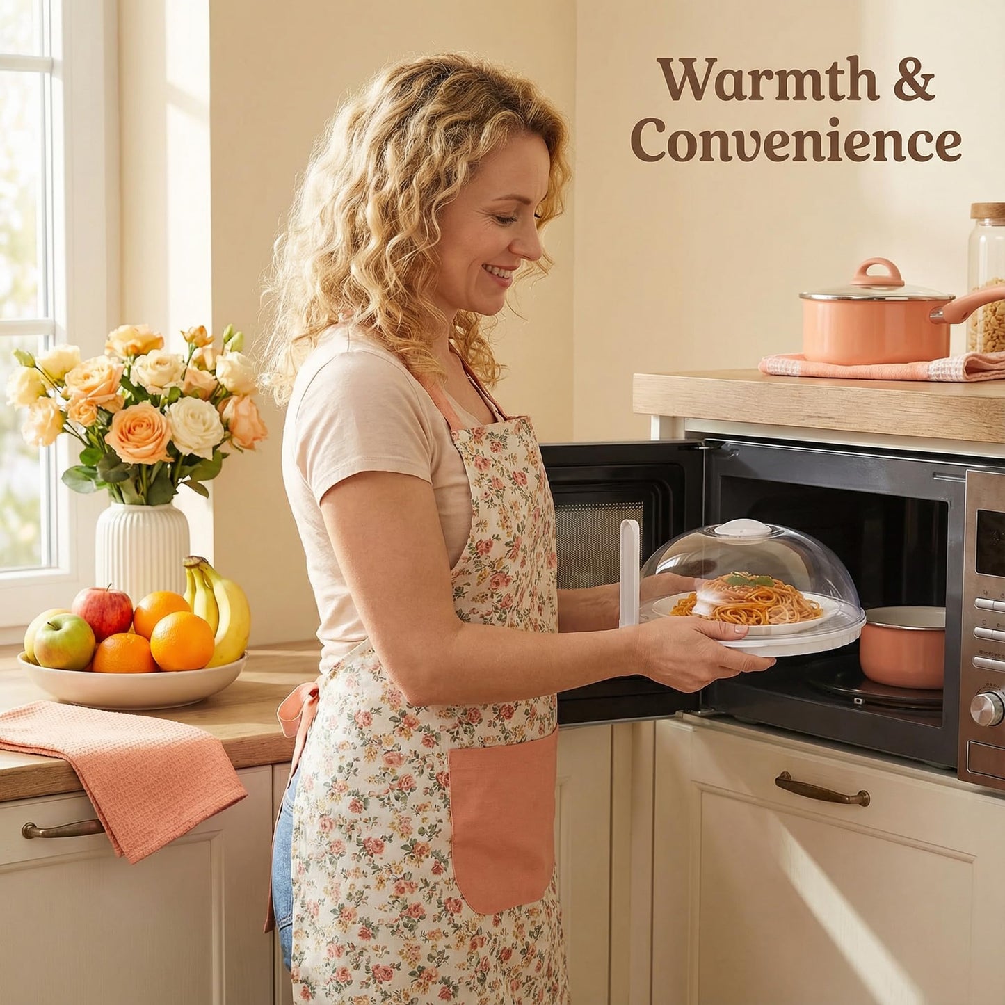 LZLOOK Microwave Splatter Cover with Tray, 10 Inch Microwave Food Cover with Handle, BPA-Free Vented Splash Guard Lid, Cookware & Bakeware Serving Dish Cover, Plate Cover, Dishwasher Safe