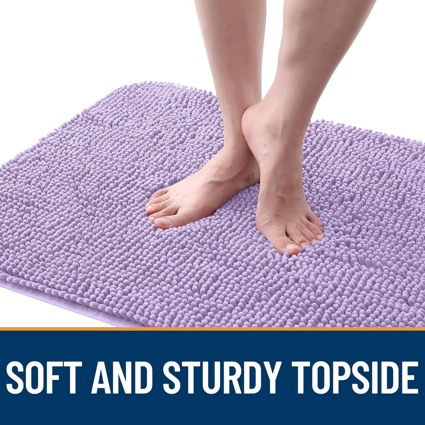 OLANLY Dog Door Mat - Absorbent Non-Slip Mud Mat for Dogs | Quick Dry Chenille, 70x24, Lavender
