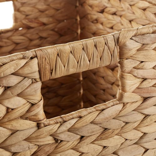 Casafield Storage Baskets - 12" x 12" Natural Water Hyacinth Organizers | Set of 4 Collapsible Bins for Home