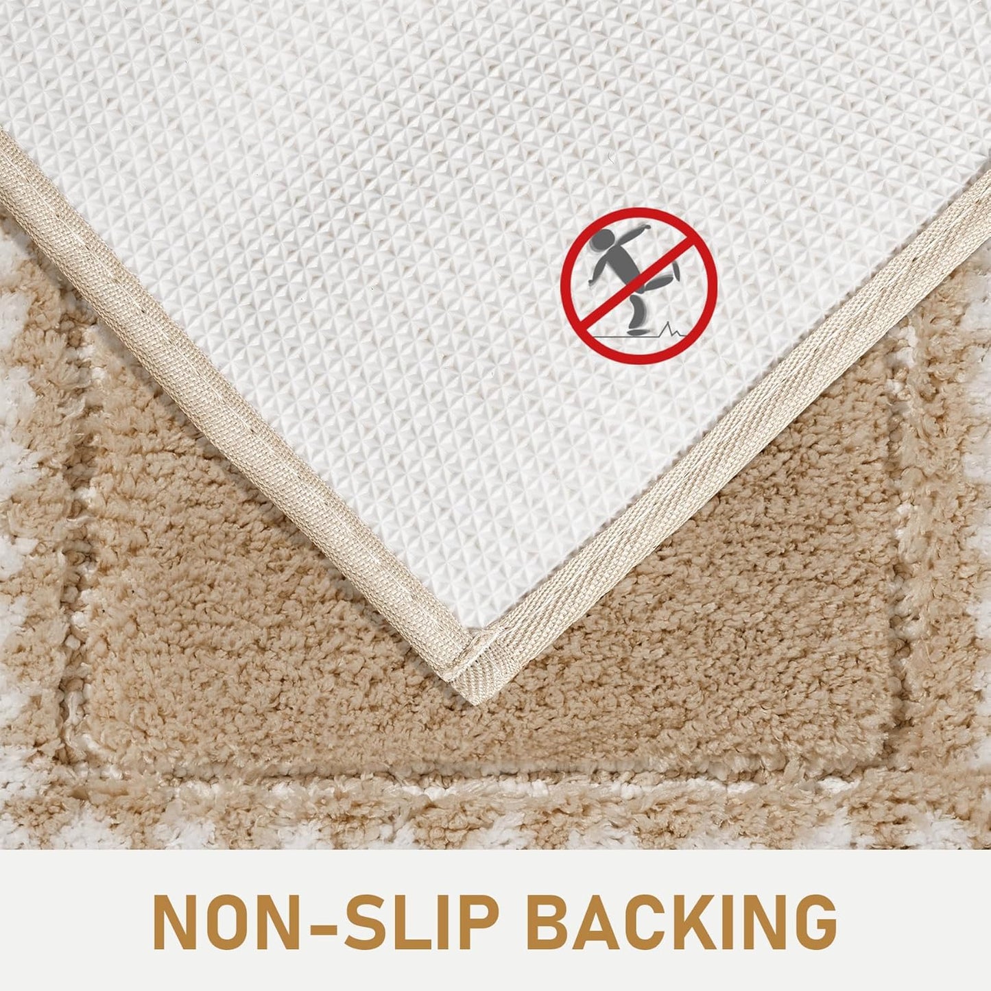 Skiennix Beige Bathroom Rugs - Non-Slip Washable Microfiber Mats | Super Soft & Absorbent 20x31 Inches