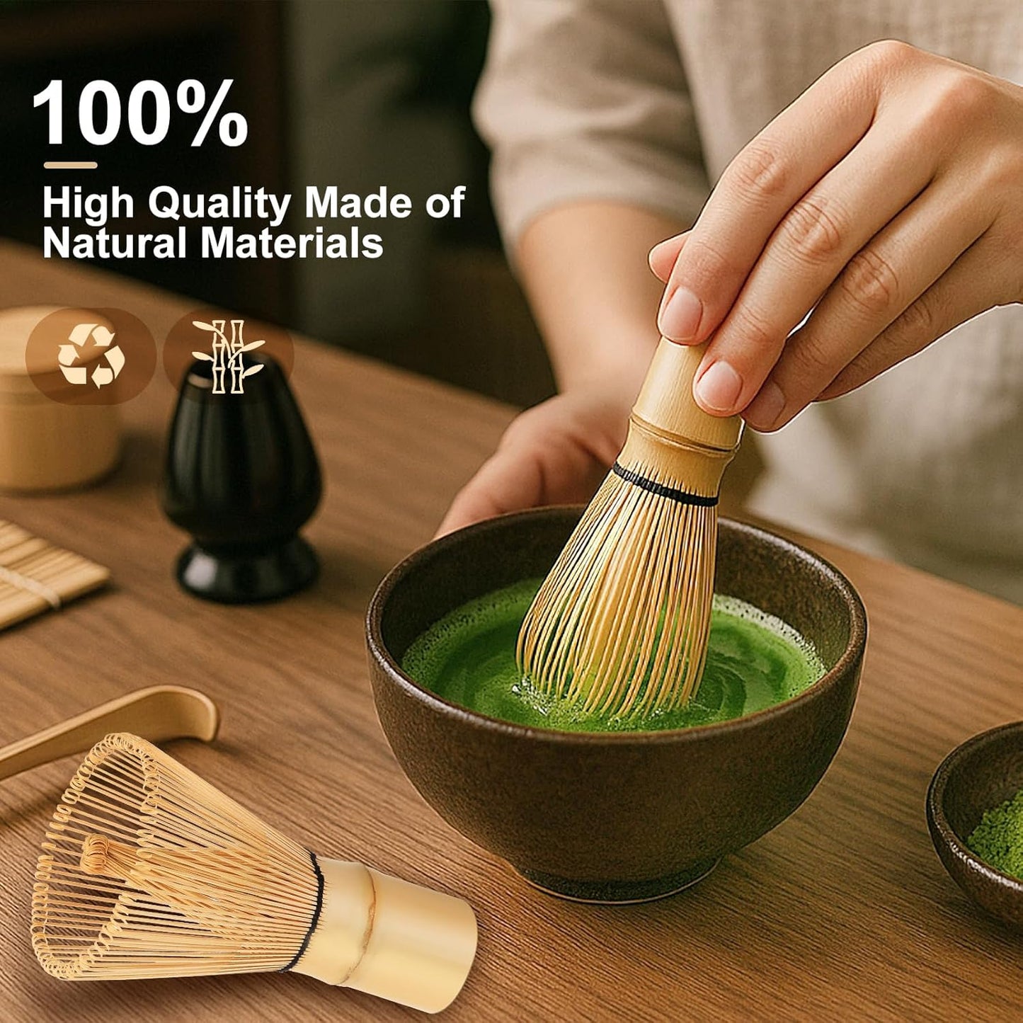 Traditional Matcha Whisk - 100-Prong Chasen for Authentic Japanese Tea Ceremony | Handcrafted Mixer for Premium Matcha