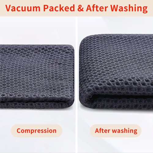 Homaxy 100% Cotton Waffle Weave Kitchen Dish Towels, Ultra Soft Absorbent Quick Drying Cleaning Towel, 13 x 28 Inches, 4-Pack, Dark Grey