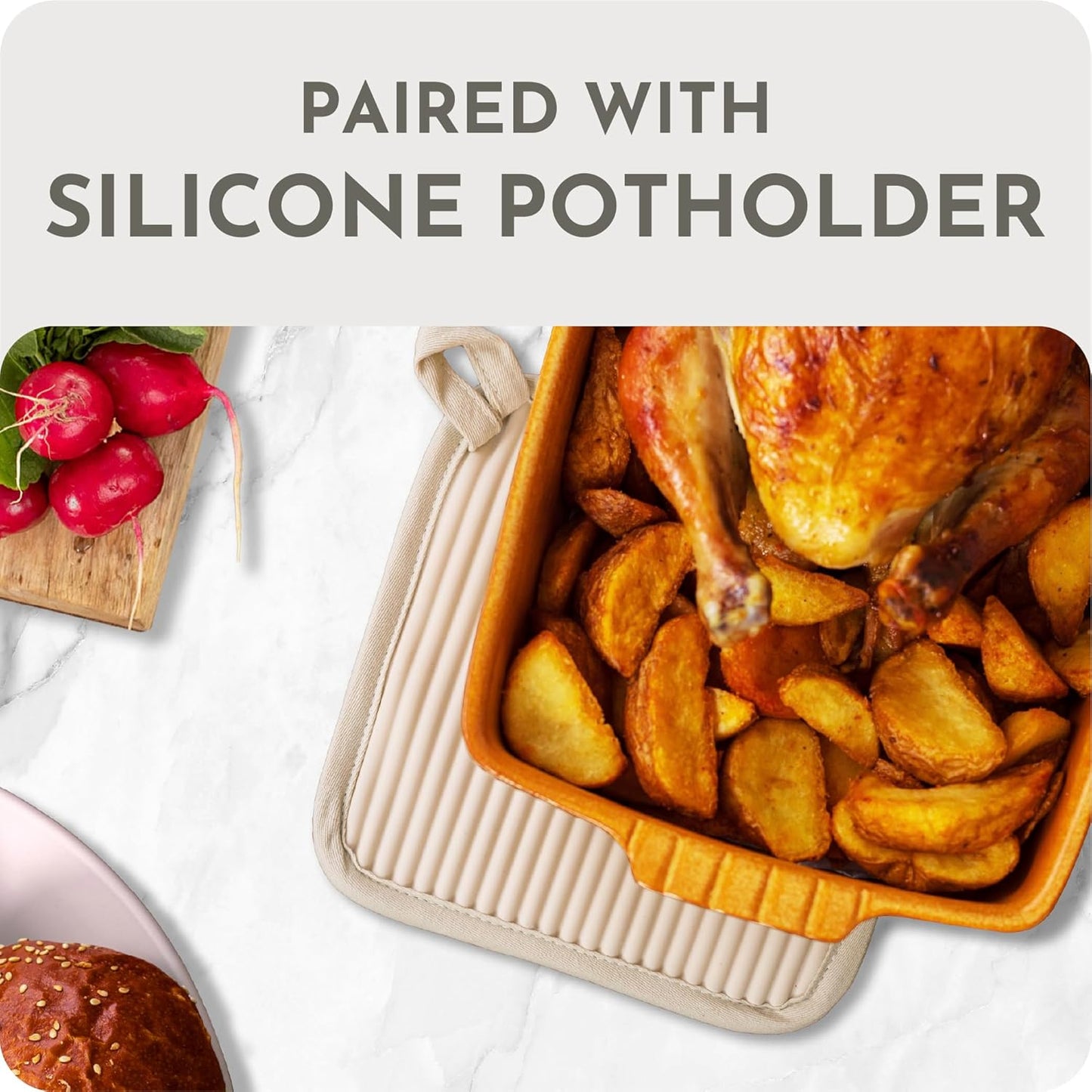 Skiennix Extra Long Silicone Oven Mitts - Heat Resistant 500°F | BPA-Free 4-Piece Kitchen Set