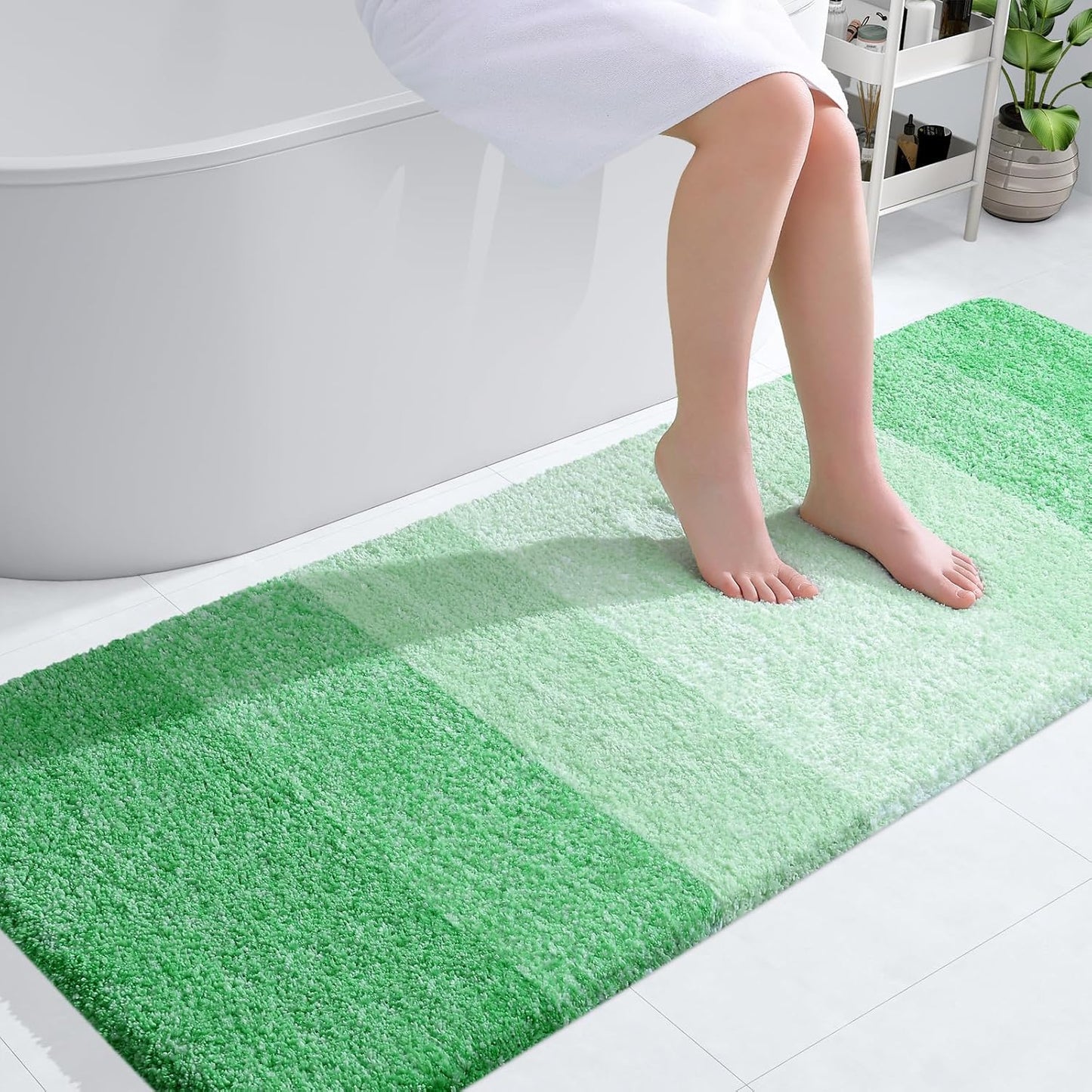 OLANLY Bathroom Runner Rugs - Extra Soft Microfiber | Quick Dry, Machine Washable, 59x24, Green