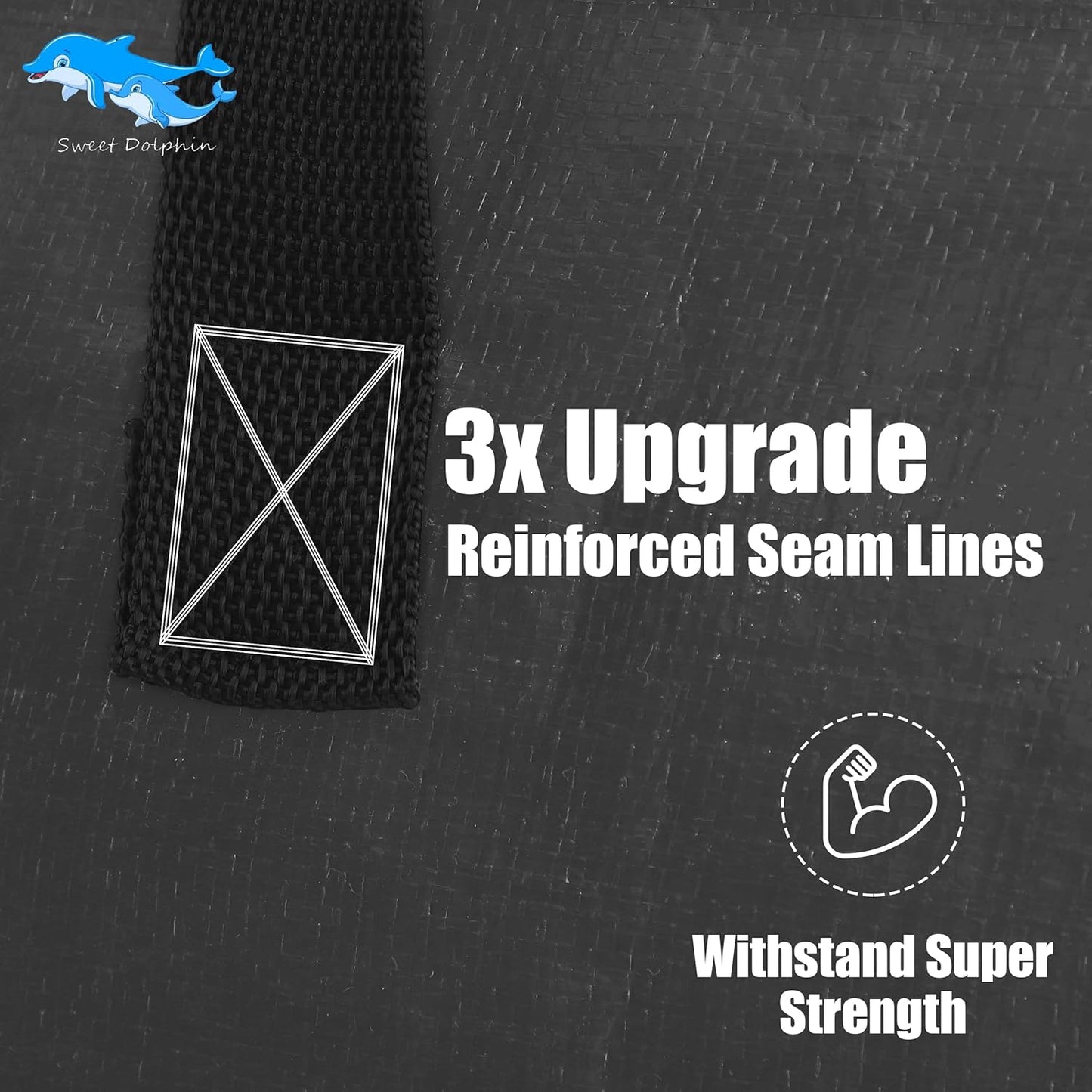 Sweet Dolphin Extra Large Moving Bags - Heavy Duty Storage Totes with Strong Zippers & Handles | Black, 6 Pack