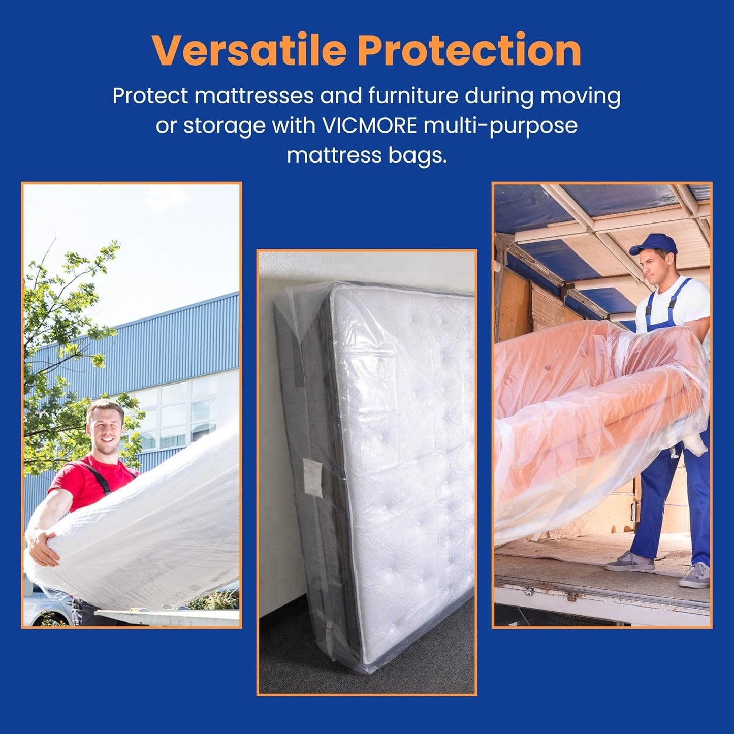 VICMORE Mattress Bags - 2 Pack Clear Plastic Covers for Full XL/Twin XL Mattresses | Odorless & Recyclable