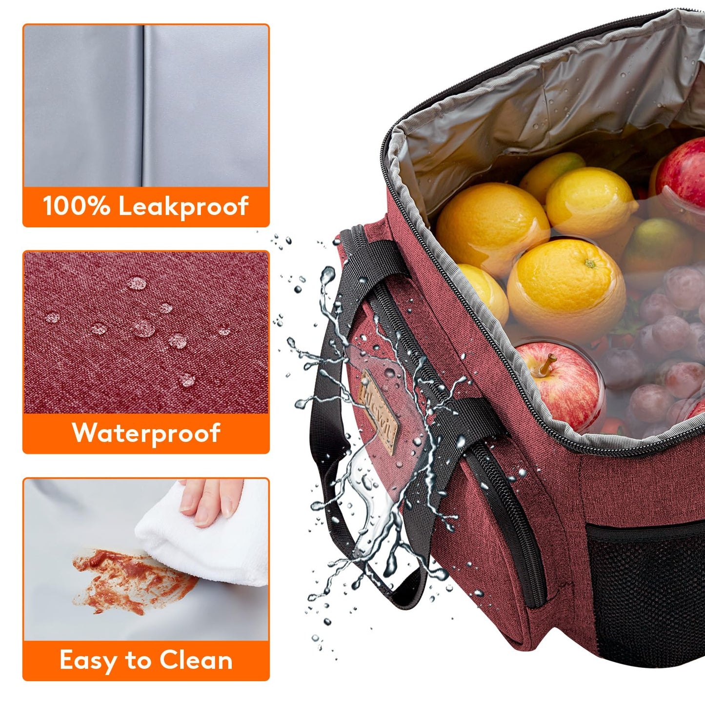 Lifewit Large Lunch Bag, Insulated Lunch Box, Soft Cooler Cooling Tote for Adult Men Women, Burgundy 24-Can (15L)
