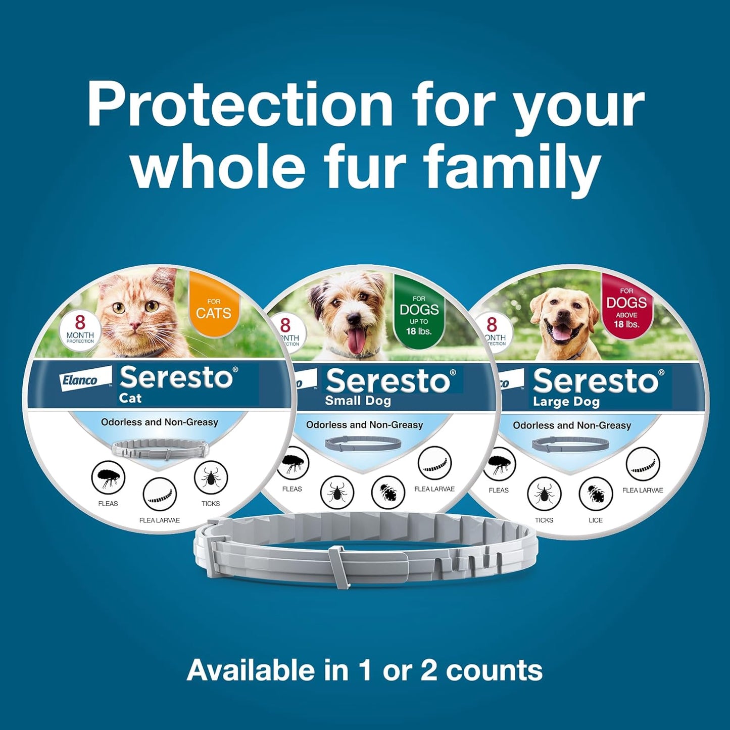 Seresto Large Dog Flea & Tick Prevention Collar - Vet-Recommended for Dogs Over 18 lbs | 2-Pack