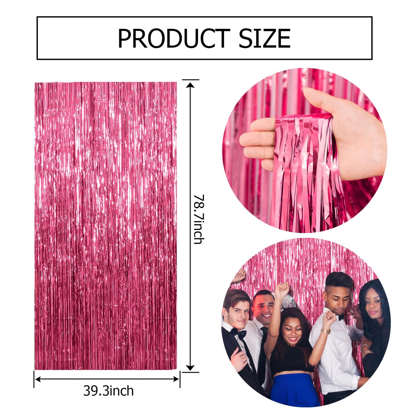20 Pack Pink Backdrop Decorations - Tinsel Curtain Party Backdrop Foil Fringe Birthday Photo Booth Streamer Backdrop Pink Theme Bachelorette Graduation Decorations