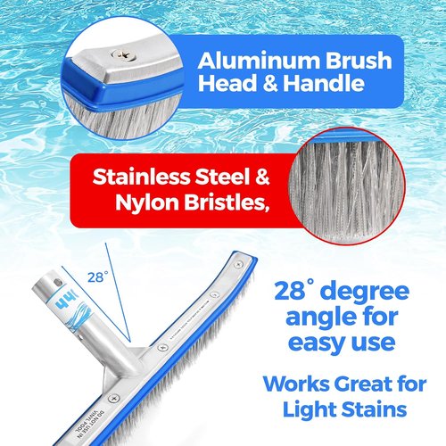 440 Combo Pool Brush - 18-Inch Heavy Duty Nylon & Stainless Steel Head for Inground Pool Cleaning