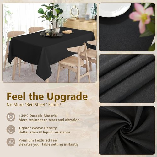 ITWMTTO Black Tablecloths Rectangular 10-Pack, 60x102 Inch Table Cloths for 6 Foot Rectangle Tables, Heavy-Duty Polyester Fabric - Stain Resistant Reusable & Washable