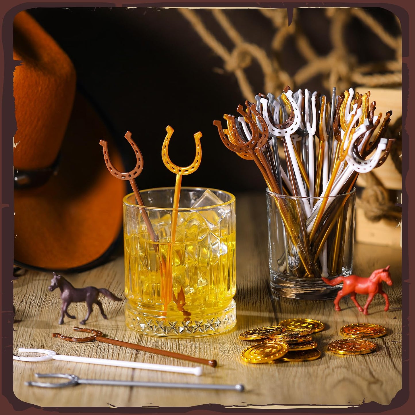 Teenyyou 80 Pcs Derby Drink Stirrers Bulk 5.9 Inch U Shaped Horseshoe Plastic Swizzle Sticks Horse Racing Coffee Cocktail Stirrers Reusable Horse Racing Beverage Stir Stick for Home Coffee Bar Kitchen