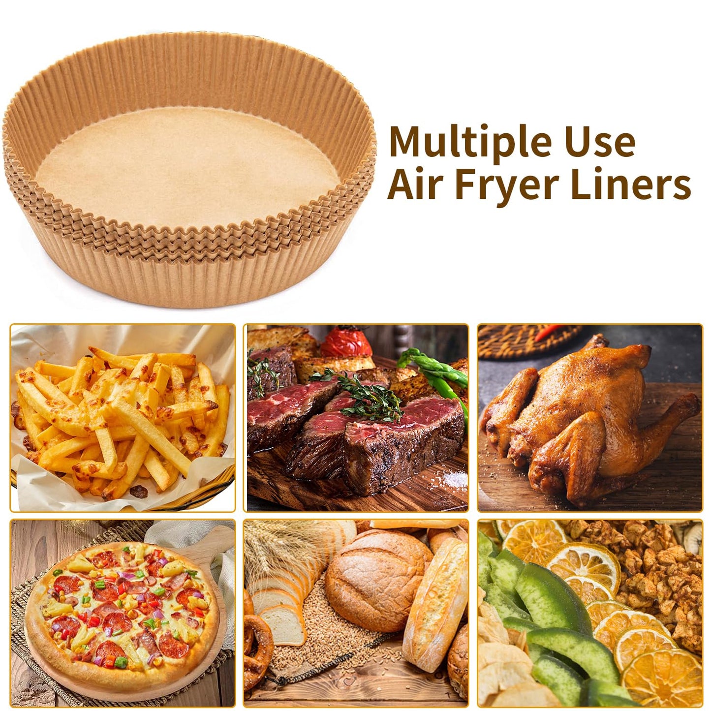 SHINYMOMO Air Fryer Liners Disposable Paper,100Pcs Airfryer Paper Liners,Non Stick Parchment Paper Liners,Food Grade Air Fryer Accessories for Microwave Oven Steamer 6.3inch Round