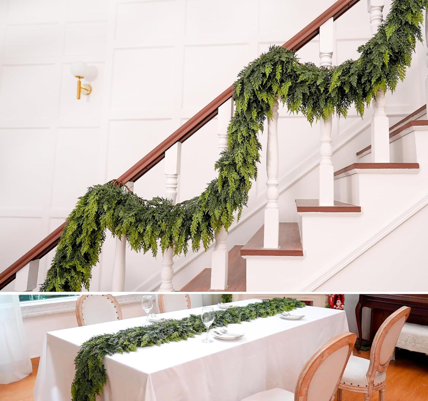 Skiennix 6FT Extra Full Christmas Garland - Lush Realistic Cedar Decor for Indoor/Outdoor Holiday Use