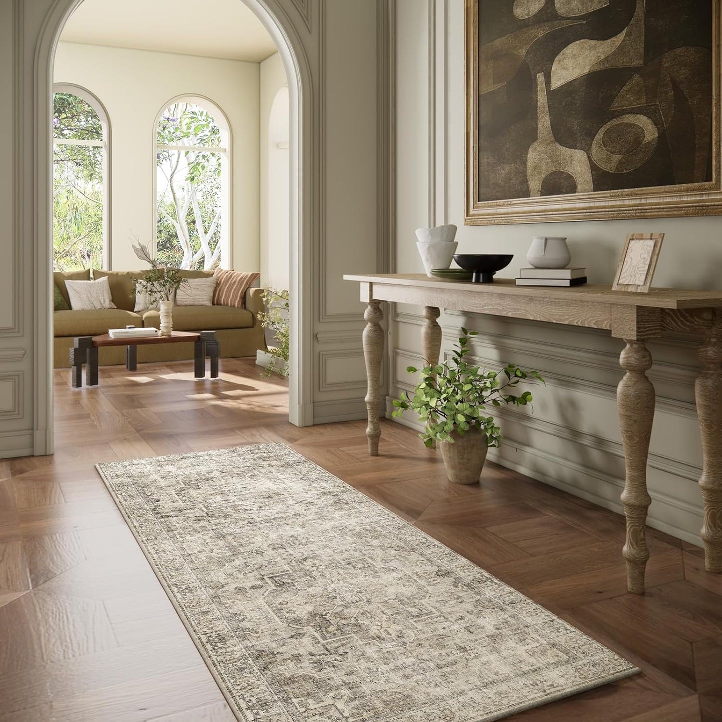 Skiennix Kitchen Runner Rug - Machine Washable, Non-Slip, Soft Carpet for Hallways | 2'6"x8' Stain Resistant