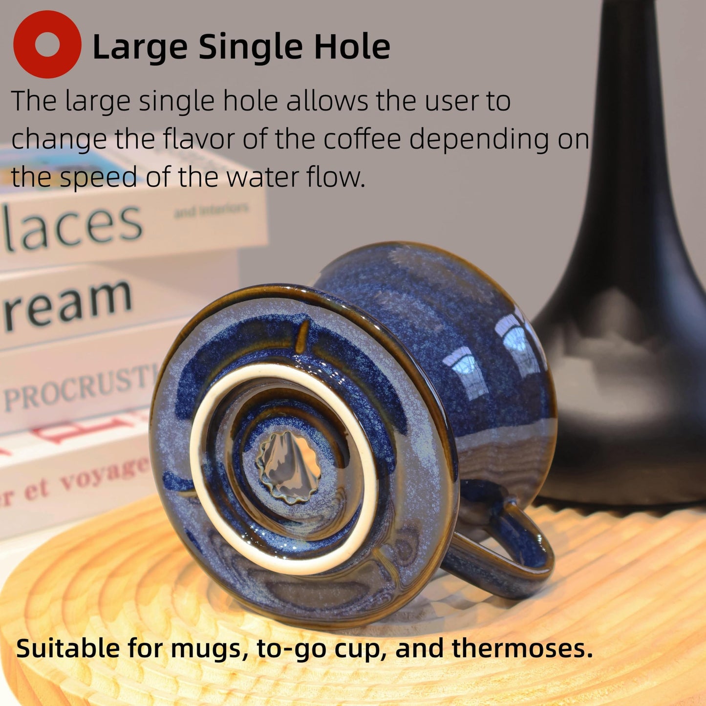 LonMuseum Ceramic Coffee Dripper includes 50 Filters 01 Pour Over Coffee Maker Porcelain V Hand Brewed Set Pottery Artisanal Drip Brew Barista Gift 1 Cup for Single People Travel Camping Office Home