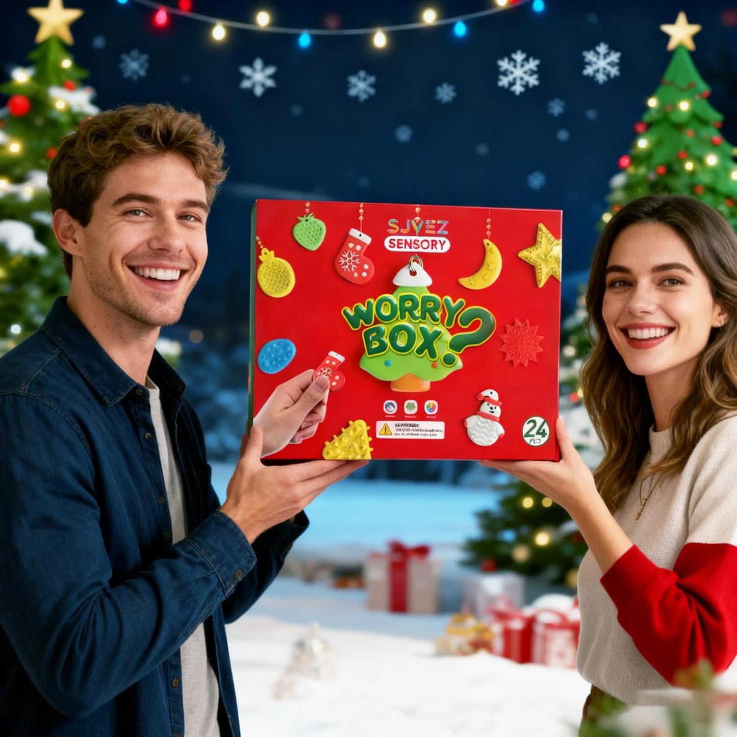 Advent Calendar Fidget Toys - Sensory Stone Set for Kids | 24 Days Countdown | Perfect Christmas Gift