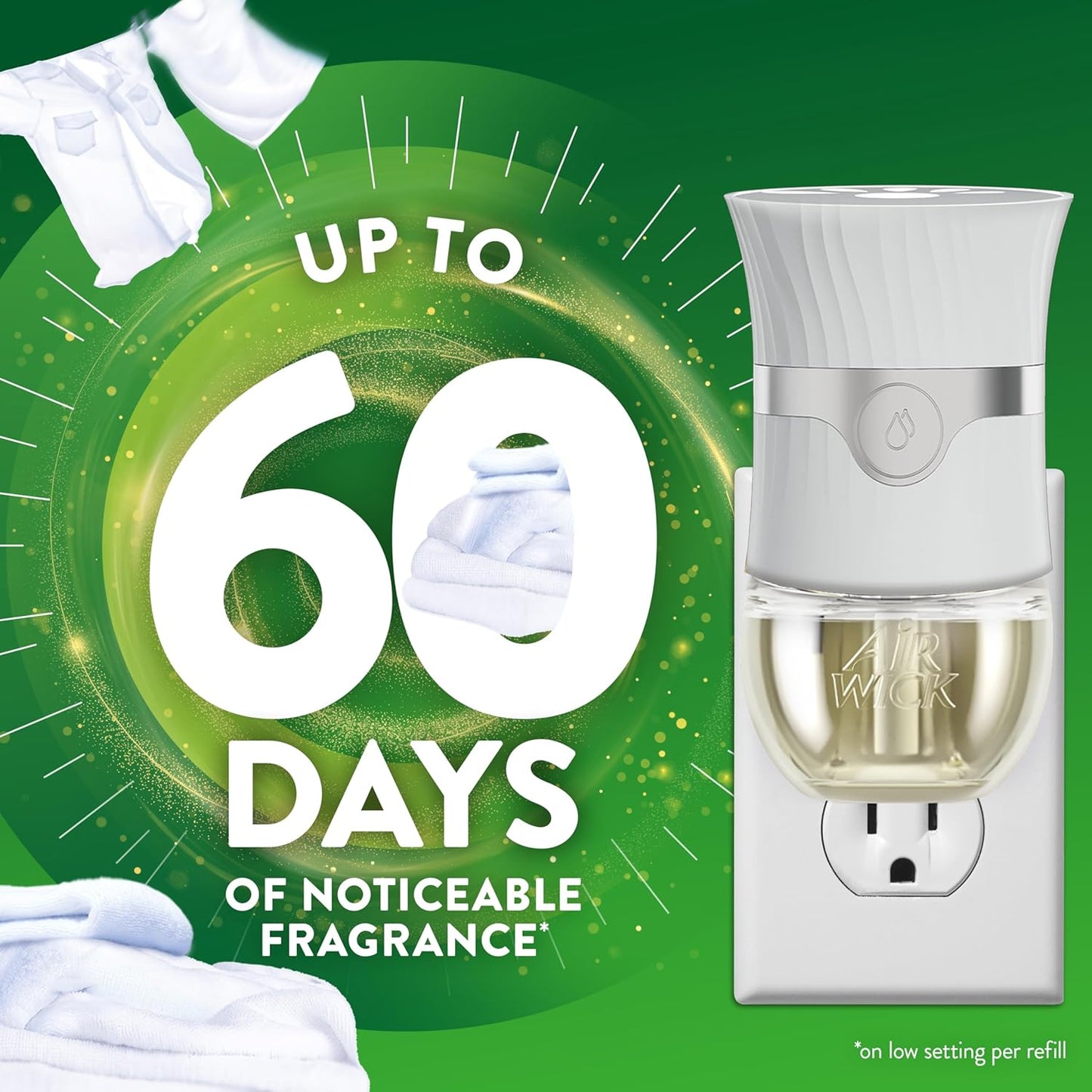 Air Wick Plug-In Scented Oil Starter Kit - 2 Warmers + 6 Fresh Linen Refills | Eco-Friendly Air Freshener