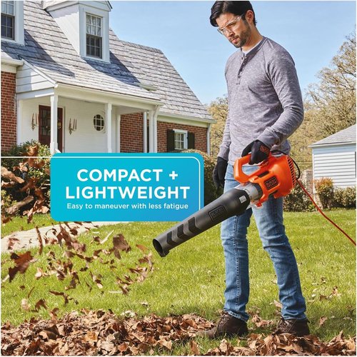 BLACK + DECKER Electric Leaf Blower - Lightweight Handheld Design, 450 CFM & 140 MPH Power, Corded