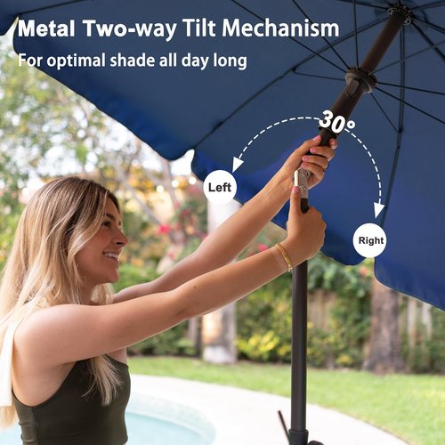 AMMSUN Patio Umbrella - 6.5 Ft Outdoor Table Umbrella with Tilt Steel Pole & UPF50+ Protection | Navy Blue