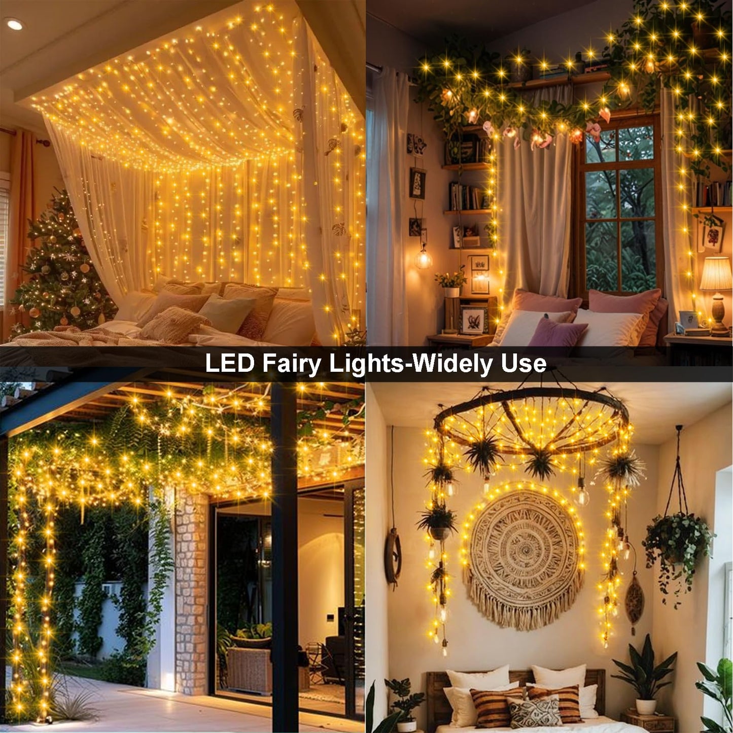 2 Pack Fairy String Lights Plug in, 33Ft 100 Micro Starry LED Twinkle Fairy Lights IP68 Full Waterproof with Remote for Bedroom Garden Christmas Decor (Warm White)