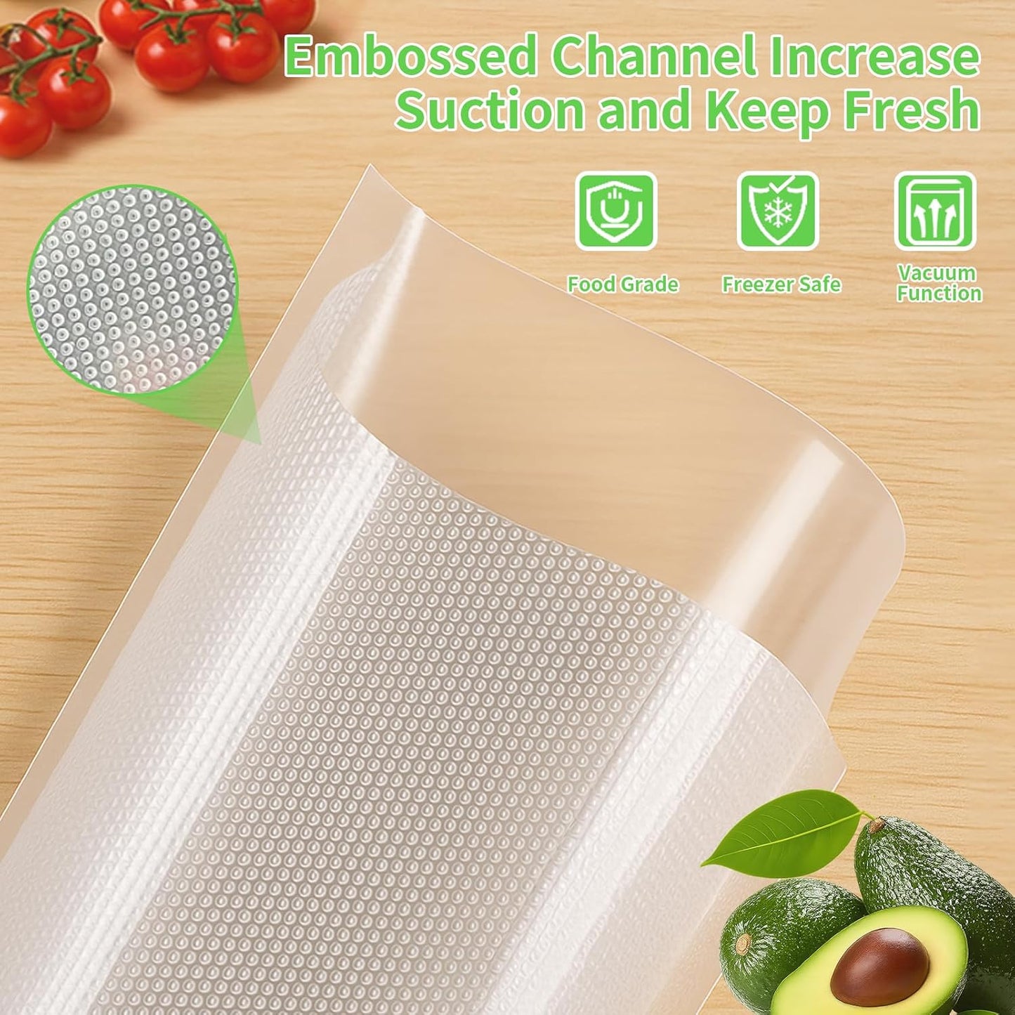 MakMeFre Vacuum Sealer Bags - Heavy Duty, BPA-Free, 200 Gallon Size | 11" x 16" Pre-Cut for Food Storage