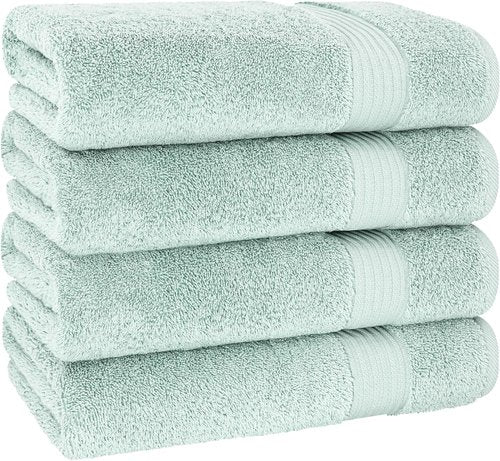 Cotton Paradise Extra Large 4-Piece Turkish Bath Towel Set - 100% Soft Plush Cotton | Mint Green