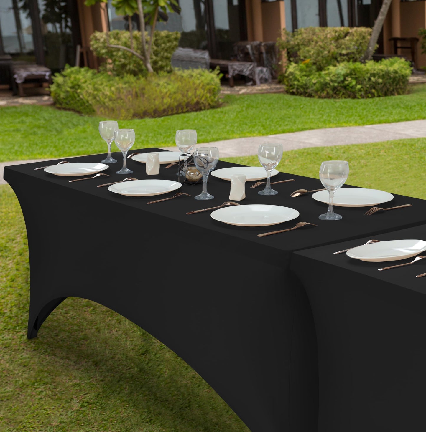 Utopia Kitchen Spandex Tablecloth 1 Pack [4FT, Black] Tight, Fitted, Washable and Wrinkle Resistant Stretch Rectangular Patio Table Cover for Event, Wedding, Banquet & Parties [72Lx30Wx30H Inch]