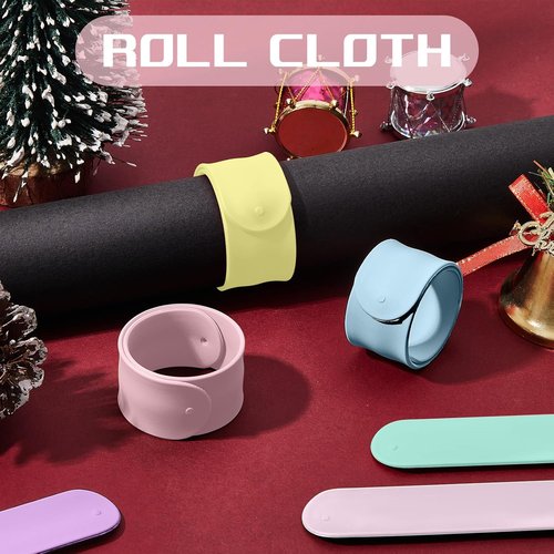 Charniol Wrapping Paper Roll Holder - 12-Piece Silicone Covered Metal Strips | 1 x 9 Inch Stabilizer in Macaron Pastel Color