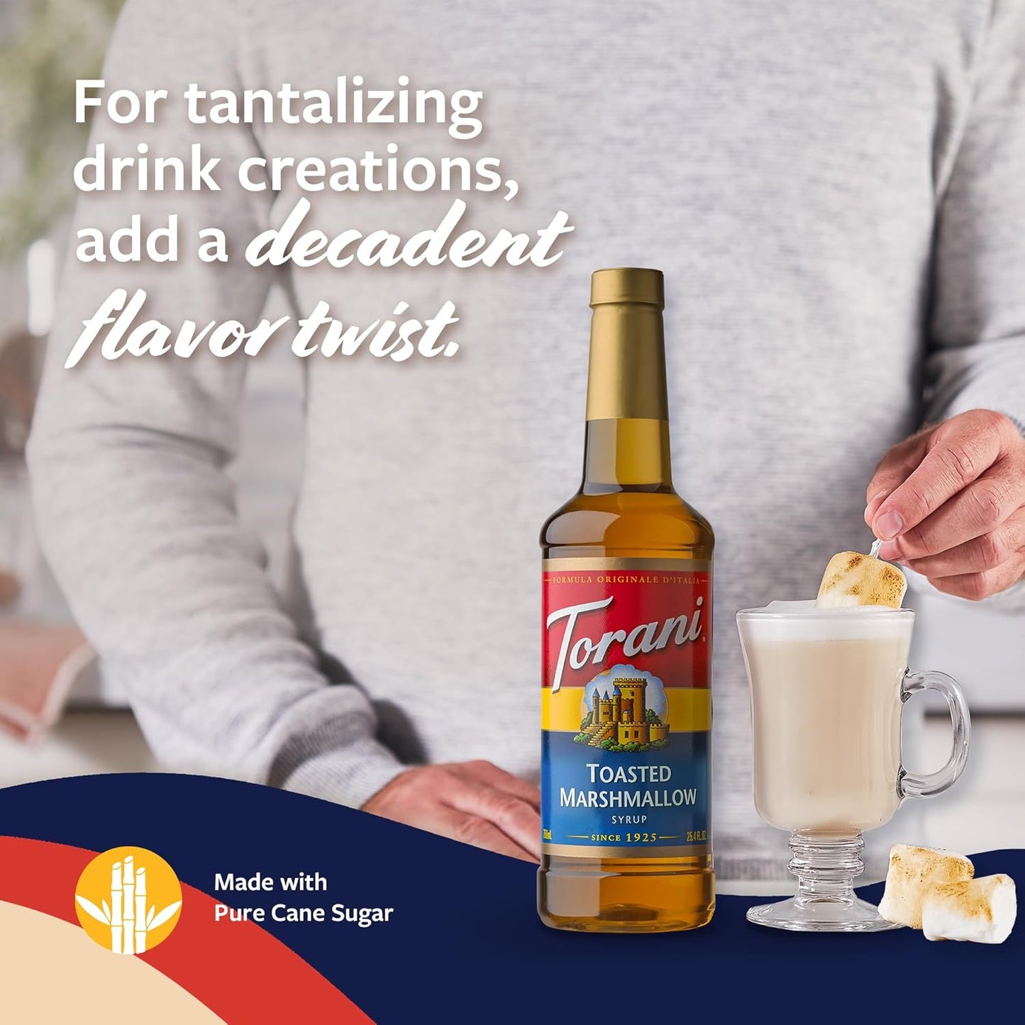 Torani Coffee Syrup - Toasted Marshmallow Flavor for Drinks | 25.4 Fl Oz with Pump Included