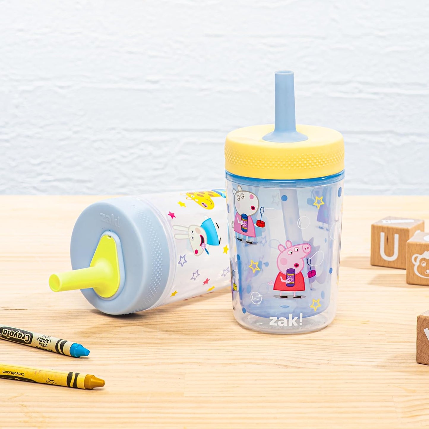 Zak Designs Peppa Pig Toddler Tumblers - 9oz Double Wall Leak-Proof Sippy Cups | 2-Pack for Travel & Home
