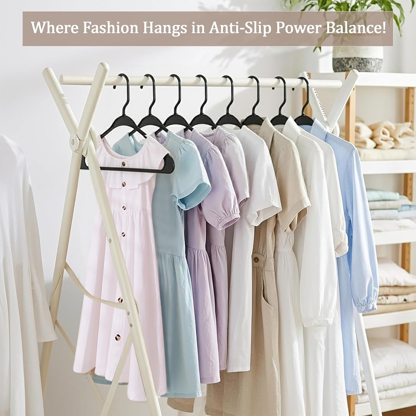 Utopia Home Plastic Hangers - Space-Saving Non-Slip Clothes Hangers | 50 Pack in Black for Closet Organization