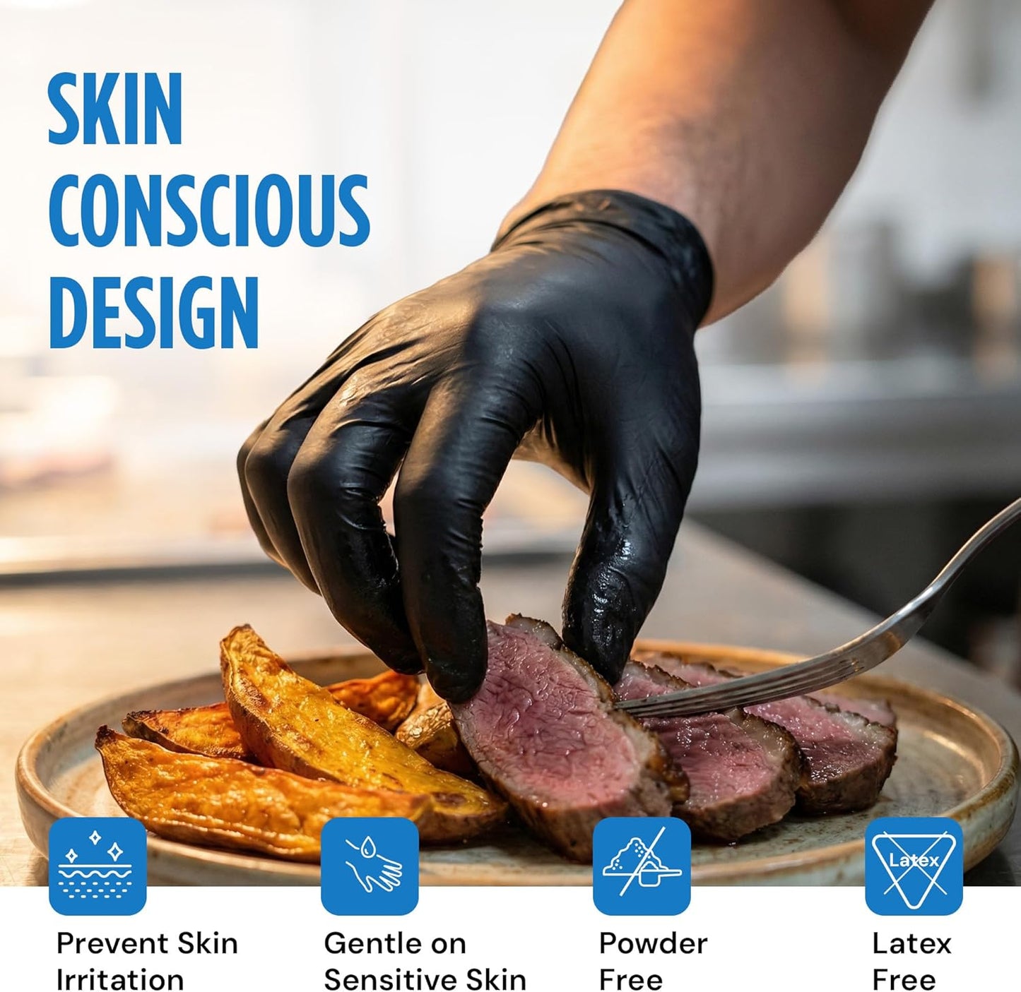 Nitrile Exam Gloves - Latex-Free, Powder-Free, Non-Sterile Disposable Gloves for Medical & Kitchen Use