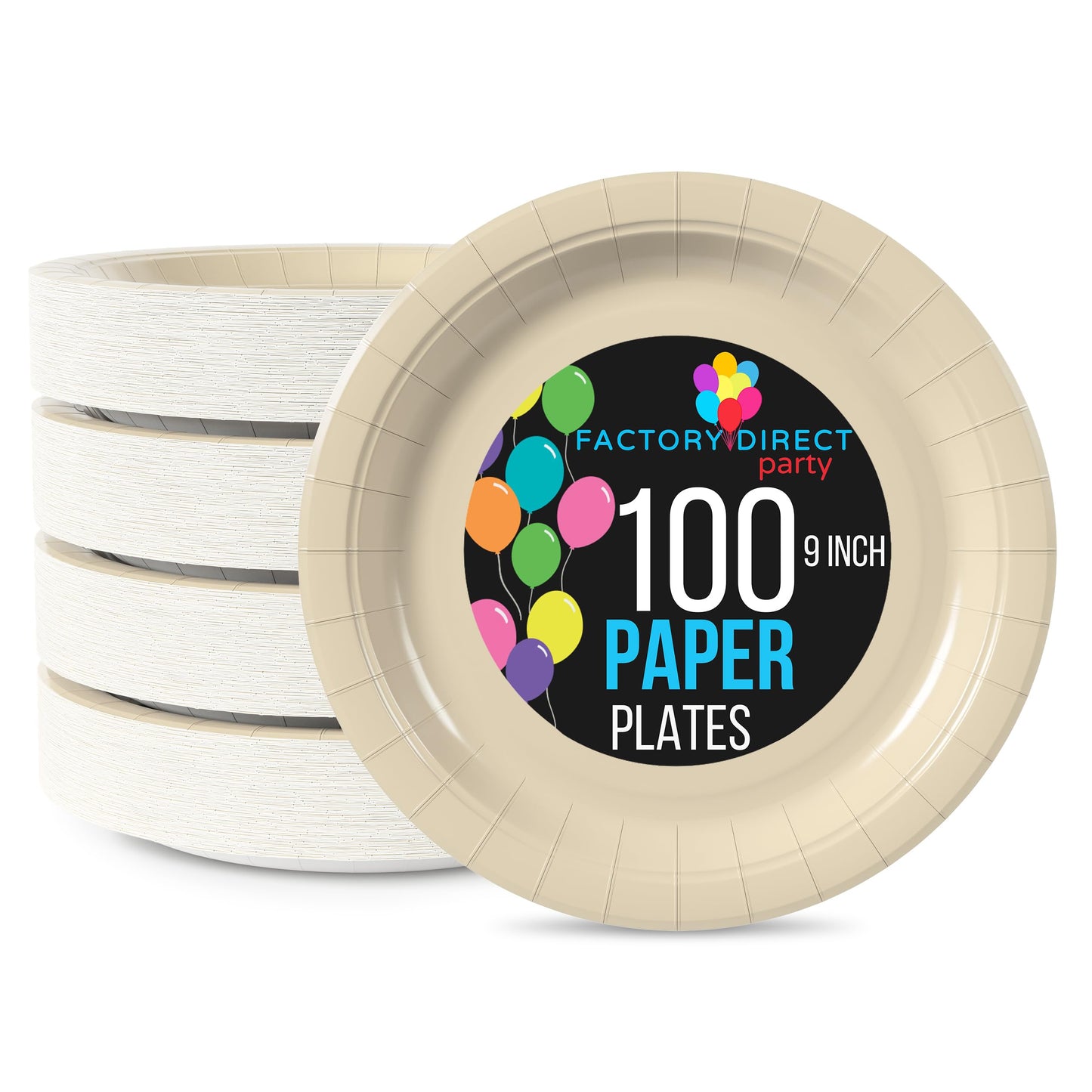 Exquisite Party Solids Ivory Paper Plates Disposable Heavy Duty 9 Inch Ivory Disposable Plates For Party 100 Pcs Heavy Duty 350 GSM, Birthday Supplies