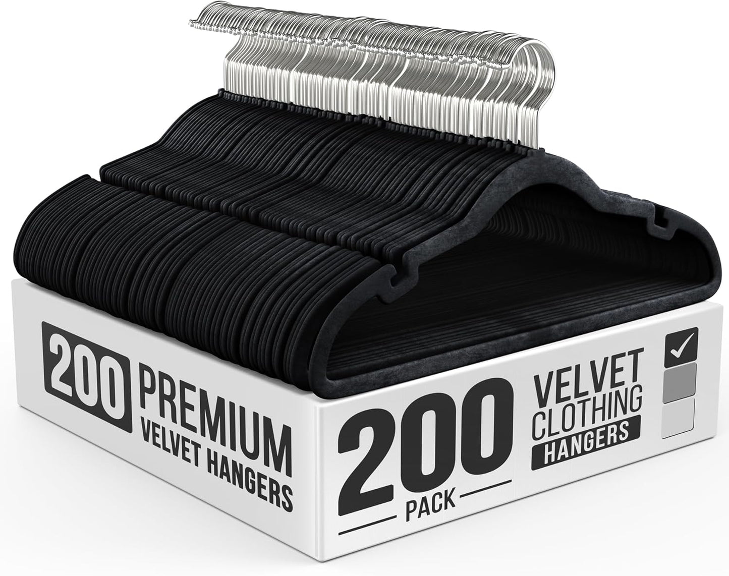 Modern Space Velvet Hangers - 200 Pack Slim Space-Saving Design for Shirts, Pants, Dresses & More
