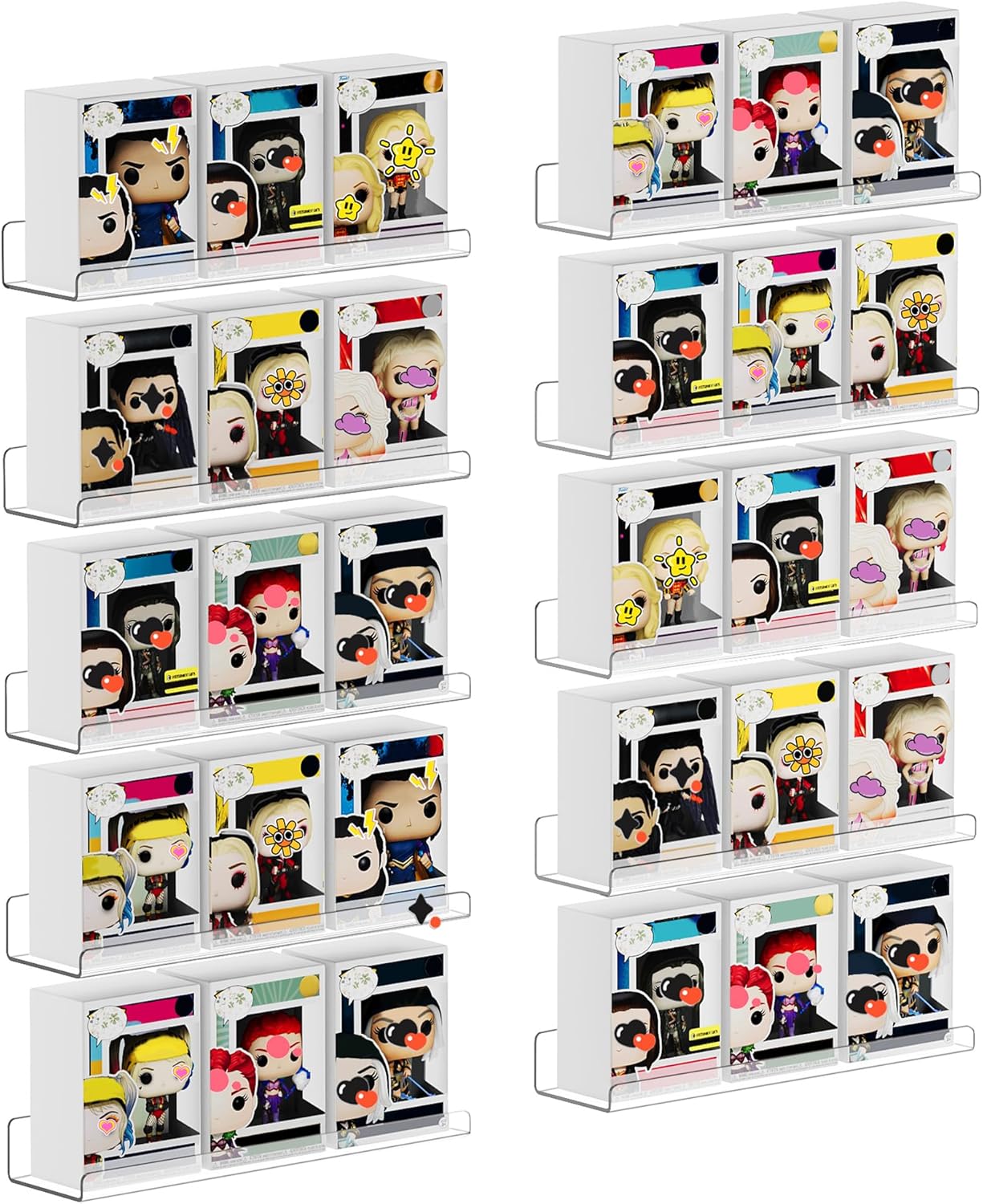 Upsimples 10 Pack Acrylic Shelves - Clear Wall Organizer for Toys, Perfume & Books | 15" Display Shelf