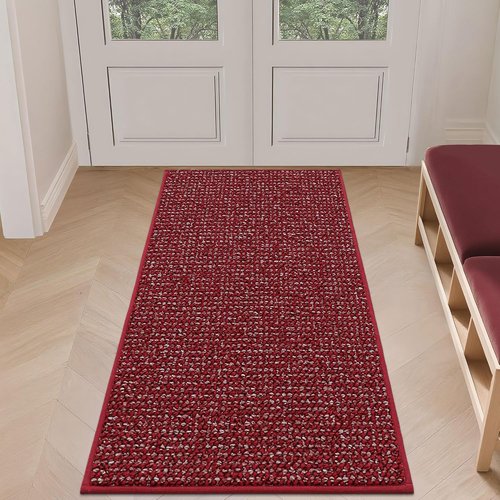 BEQHAUSE Dirt Trapper Door Mat - Non-Slip, Washable, Absorbent Entrance Mat | 24" x 60", Red