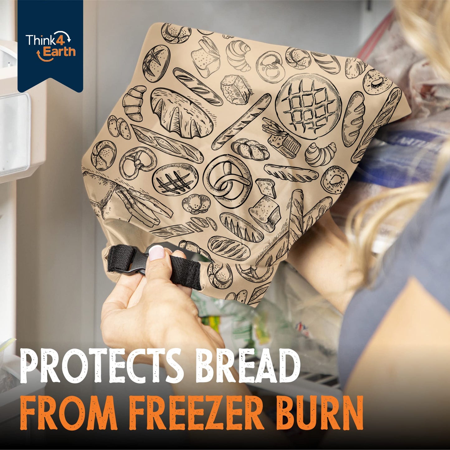THINK4EARTH® Premium Brown Reusable Bread Bags for Homemade Bread – Durable & Washable (2 Pack)