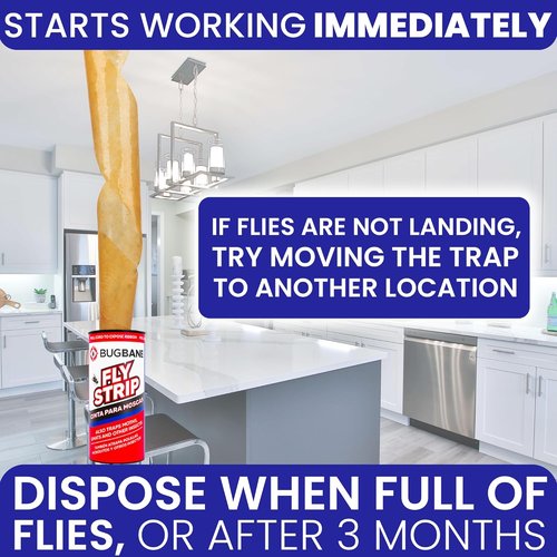 Fly Strips Indoor Sticky Fly Trap - Non-Toxic 24-Pack with Pins for Home & Outdoor Use