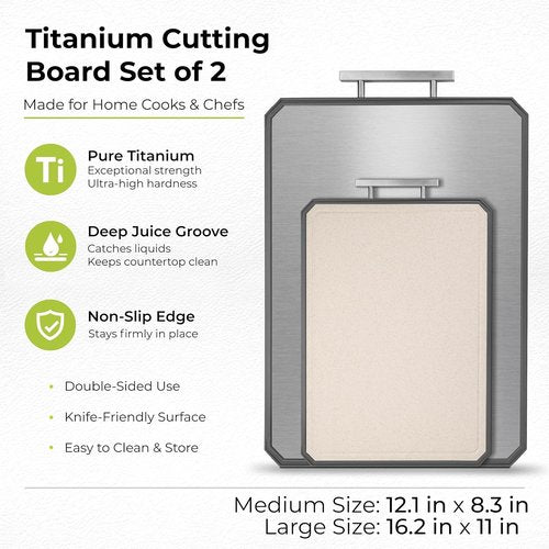 Freshware Titanium Cutting Board - Set of 2 Double-Sided Chopping Boards | Dishwasher Safe, Medium & Large Sizes