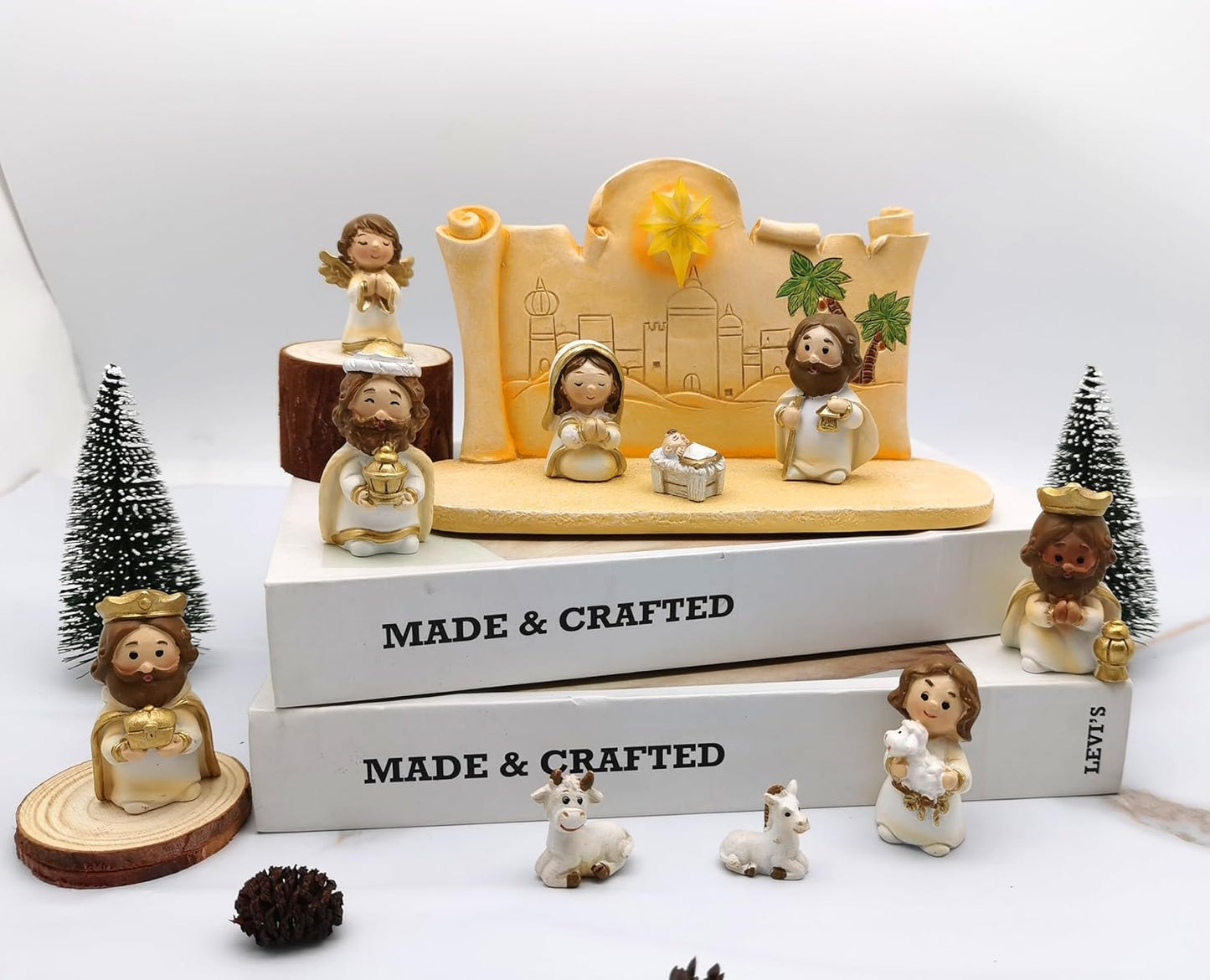Miniature Holy Family Nativity Figurine - 2.56 Inch Tabletop Christmas Decoration