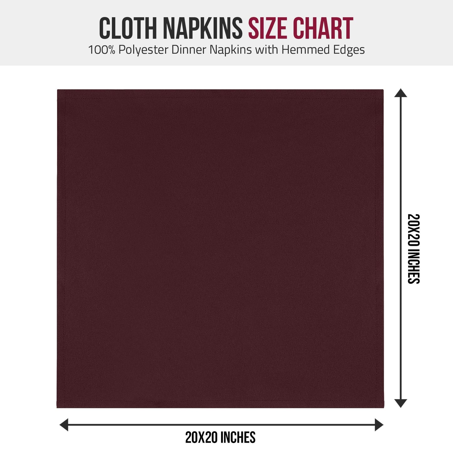 Utopia Home Burgundy Cloth Napkins (12 Pack, 20x20 Inches), Ideal Dinner Napkins for Party, Wedding and Lunch/Dinner