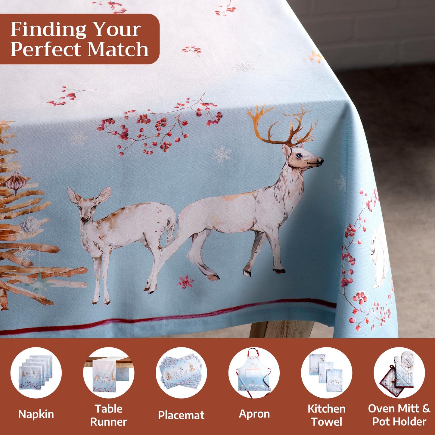Maison d' Hermine Table Cloth Square Table 100% Cotton 54 x 54 Inches Fall Tablecloth Reusable Everyday Use for Thanksgiving Christmas Decorations Dining Farmhouse Party (Fairy Tale Forest)